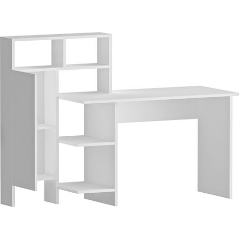 Escritorio Cremella, 6 Estantes, Una Puerta, 7 Compartimentos, 136x60x112h cm Blanco