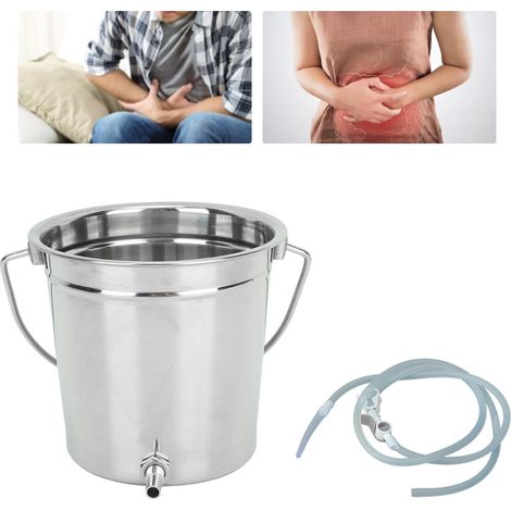 Seau à lavement en acier inoxydable, seau à lavement domestique, poche à lavement pour rinçage, dispositif de lavement (1/5)
