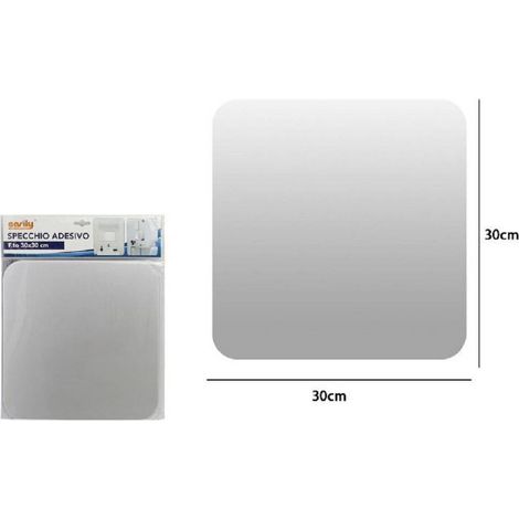 TRADE SHOP - Specchio Adesivo Forma Quadrata Adesiva Murale Arredamento Casa 30 X 30 Cm - (1/2)