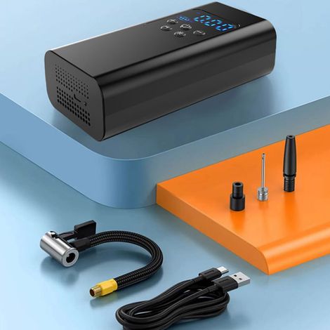 Gonfleur de pneus portable, compresseur d'air 4000 mAh et pompe à air 150 PSI pour pneus de voiture, moto et ballon, avec lumière LED. (1/5)