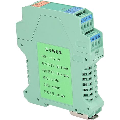 Convertisseur de signal isolé DC24V 1 entrée 1 sortie transmetteur de courant 4-20mA pour automate PLC montage sur rail DIN (1/5)