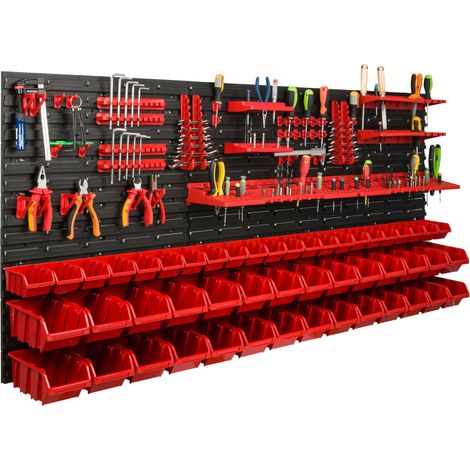 Panneau à outils d'atelier 172x78 cm + 50 plateaux (1/5)