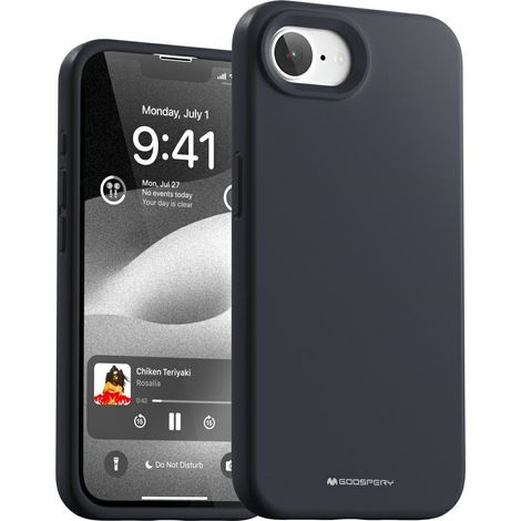 Coque en silicone Mercury pour iPhone 16e, bleu marine (1/3)