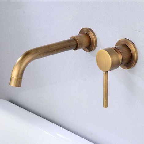 Rubinetto da bagno a parete Ulisem, miscelatore per lavabo, acqua calda e fredda, a prova di perdite, installazione facile e veloce - Bianco (1/4)