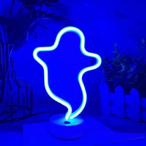 Veilleuse d'Halloween, lumière LED, néon, décoration lumineuse d'Halloween Blue Ghost Base (1/5)