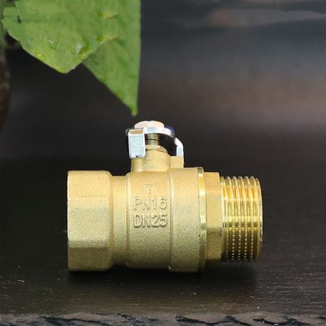 Robinet d'arrêt à bille en laiton pour conduite d'eau avec poignée en T et raccord fileté pour usage domestique et industriel (filetage femelle/mâle). (1/5)