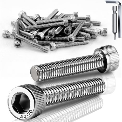 60 Pièces Vis Inox M5x25 mm Vis Tête Cylindrique DIN912 / ISO 4762 Boulon Inox Six Pans Creux pour Réparation Mécanique de Meubles (1/5)