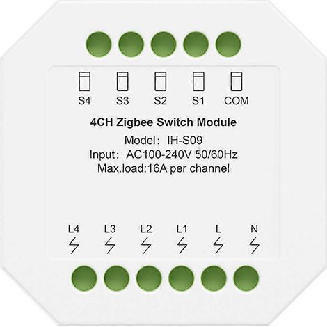 Module relais intelligent Zigbee 16A IH-S09 AC100-240V, télécommande Tuya Smart Life pour système domotique 4 canaux (1/5)