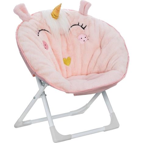 Fauteuil enfant licorne – Rose poudré – 40,5 x 23,5 x 51 cm – Pliable et léger – Design féerique pour chambre d’enfant (1/4)