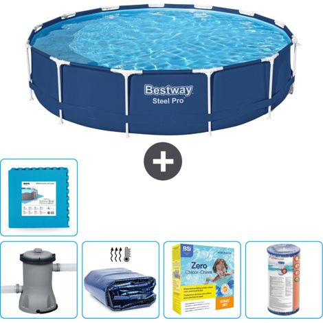 Piscine Bestway Ronde Steel Pro - 396 x 84 cm - Bleue - Comprend des Accessoires CB17 (1/5)