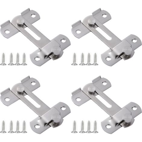 Quatre loquets coulissants en acier inoxydable, adaptés aux loquets coulissants de portes, fenêtres et portails de jardin. (1/5)