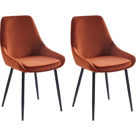 Lot de 2 chaises - Velours et métal noir - Terracotta - MASURIE (1/5)