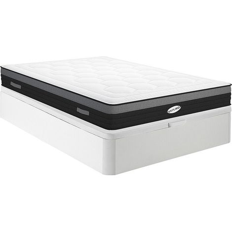 Set 160x200cm rete contenitore Bianco+mater. molle insac. 7 zone e memory foam sp. 25cm - AMARANTE di NATUREA