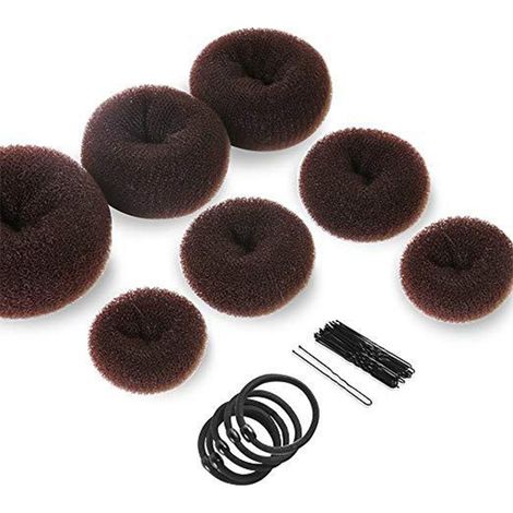 Ensemble de 7 Donuts à Chignon, 10 Épingles et 5 Élastiques pour Coiffure