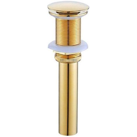 Bonde et accessoires pour vasque et lavabo,Pop-up Rétro Bouchon Bonde de Lavabo Vidange sans Trop-Plein en Laiton Bronzé Universel Valve Draineur d’Evier Vasque Siphon, Or (1/4)