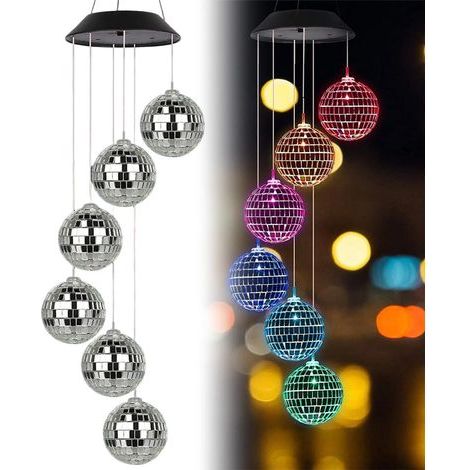 Carillons éoliens solaires lumineux, carillons éoliens à boules de cristal mosaïques solaires avec LED, carillons éoliens décoratifs pour jardins, terrasses et maisons, idées cadeaux idéales. (1/3)