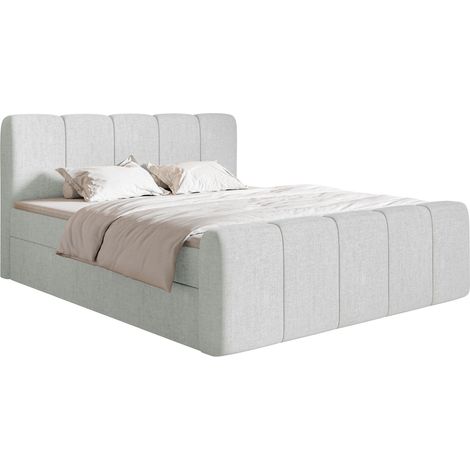 Selsey Cloudy II - Boxspringbett 140x200 cm, mit Bettkästen und Topper, Chenille Hellgrau (1/5)