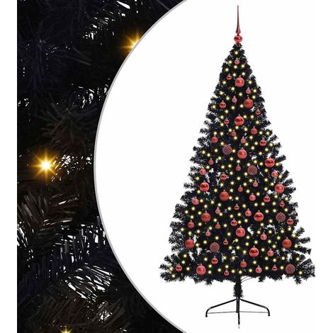 Árbol de Navidad Artificial Preiluminado Negro 180 cm PVC vidaXL