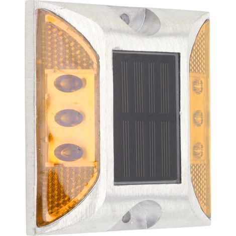 Lampe solaire de terrasse à 6 LED, éclairage d'allée et d'autoroute à double réflecteur jaune (1/5)