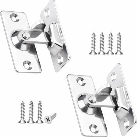 Loquet de porte à angle droit (90°), 2 pièces, en acier inoxydable, pour portes coulissantes/poussantes (1/5)