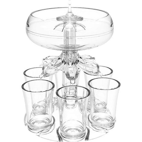 Distributeur de boissons 6 doses en acrylique incassable de qualité alimentaire, avec gobelets et accessoires de remplissage pour la maison. (1/5)