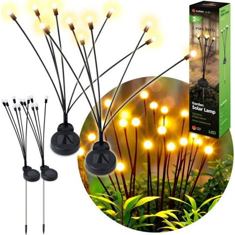 Lampe Solaire Luciole - 6 Ampoules Sphériques - Panneau Solaire Amorphe - IPX4 - Hauteur 77 Cm - Pour Allée Jardin - 2 Pièces (1/5)