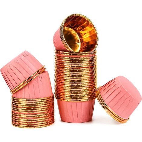 Lot de 50 Moule Muffins Papier Caissettes Cupcake Moule à Cupcake Mini Moules Muffin Jetable pour Cupcake,Muffin,Bronnie(or rose),Parent,Or Rose (1/5)
