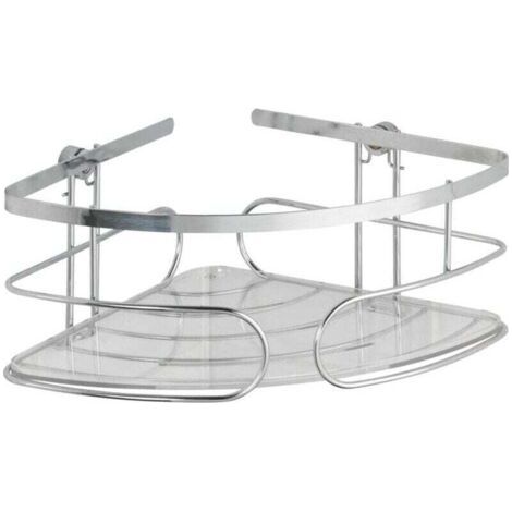 QORVA-Etagère d'angle douche murale, étagère angle salle de bain, Premium, Acier Inox, 26,5x10x19 cm, Brillant (1/4)