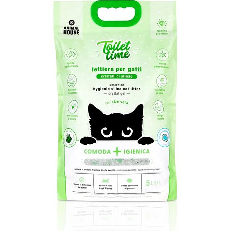 Litière en Cristaux de Silicium pour Chats - Antistatique et sûre - sans poussière - Ultra absorbante - Retient Les odeurs (Aloe, 5L) (1/5)