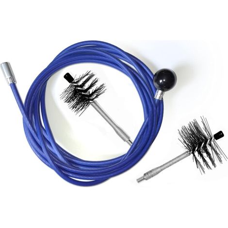 Kit per la pulizia della canna fumaria della stufa a pellet. 2 spazzole flessibili per canna fumaria. Compatibile con tutti i tipi di canna fumaria. Filo in acciaio rivestito ultra resistente e scorre (1/4)