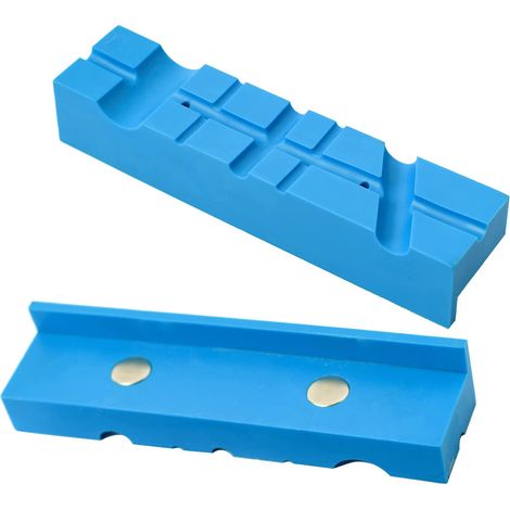 Juego de 2 mordazas magnéticas para tornillo de banco (15,2 cm) - Diseño multiranura - Goma TPU duradera - Mordazas blandas universales