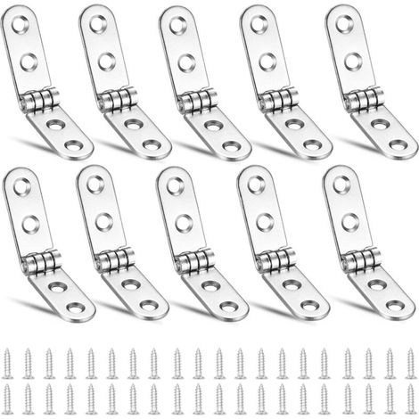 Lot de 10 charnières pliantes à 180 degrés pour armoire, penderie, coffre en bois, meubles - Durables et robustes