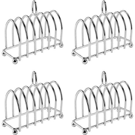 Porte-toast 4 tranches en acier inoxydable, 6 tranches, avec pieds sphériques et poignée de transport. (1/5)