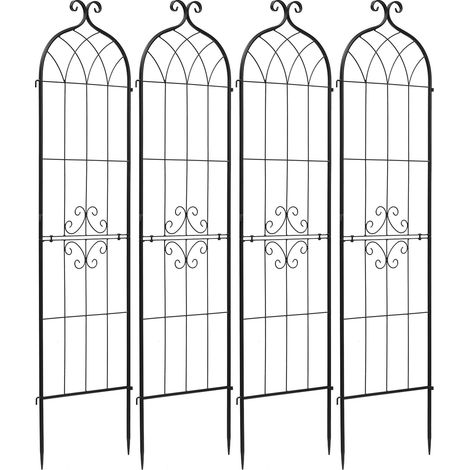 Treillis rosiers jardin 152 x 40,5 cm, lot de 4, acier thermolaqué, support plantes grimpantes fleurs, balcon, terrasse (1/5)