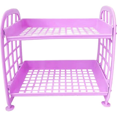Support De Bureau 2 Niveaux - Garde-Corps Latéral Repliable - Rangement Pour Cosmétiques Et Papeterie - 21 x 13,7 x 19,8 cm - 1 Pièce (1/5)