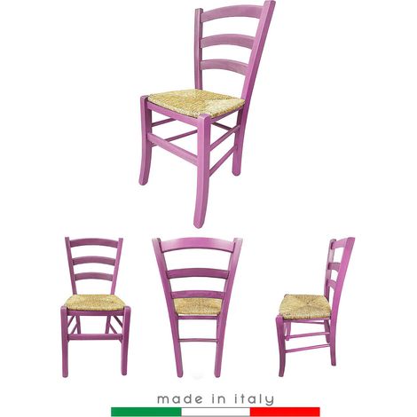 Sedia Venezia Color Rosa chiaro legno colorata terrazza giardino bar ristorante agriturismo albergo rustica paglia esterno (1/2)