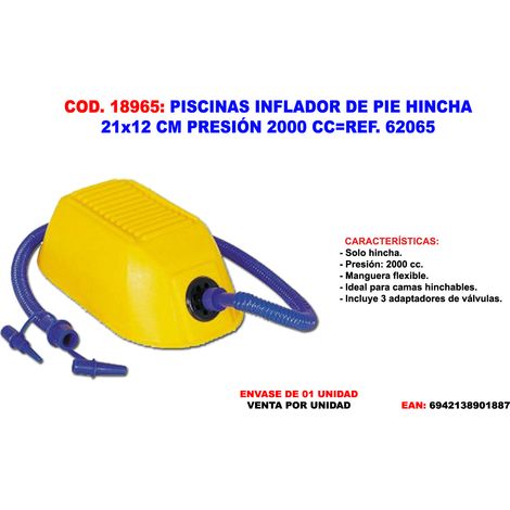 Inflador de pie para piscinas 21x12cm presión 2000 CC 62065