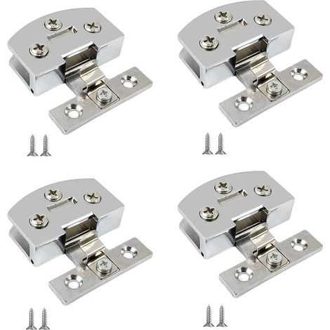 Set di 4 fissaggi per vetro, in lega di zinco, per ante di armadi, spessore da 3 a 7 mm, adatti per mobili, vetrine e ante in vetro (argento).