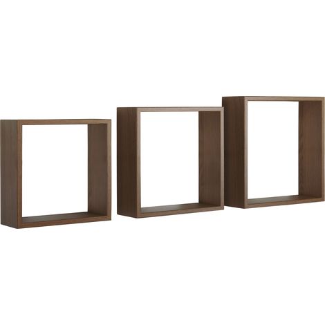 Set 3 Mensole da Parete Cubo in Fibra di Legno Incubo Slim Rovere Tabacco (1/5)