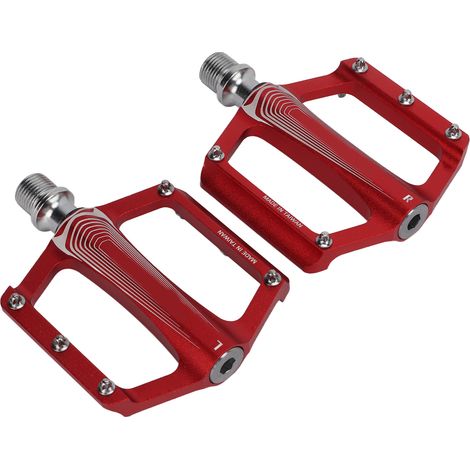 Enlee Fahrradpedale aus Aluminiumlegierung, DU-Lager, Flatpedale für Mountainbikes und Rennräder, rot (1/5)