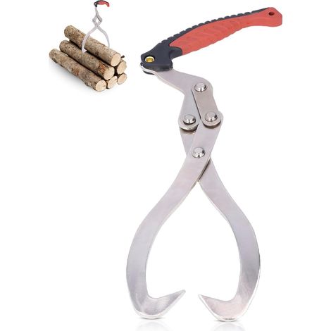 Holzgreifer, Gartenholzgreifer, Gesamtlänge 44 cm, Holzhebehaken, maximale Größe 30 cm, Holztransportwerkzeug, rutschfester Holzhebegreifer (1/5)