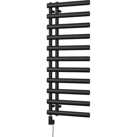 Elyan - Black Electric Towel Rail H1238mm x W500mm 500w Thermostatic WIFI (1/3)