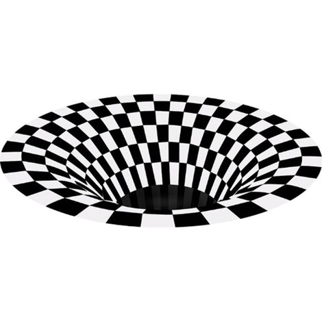 Tapis rond 3D noir et blanc motif vortex géométrique - Polyester anti-dérapant - 60 à 160cm - Tapis de salon chambre bureau salle à manger (1/5)