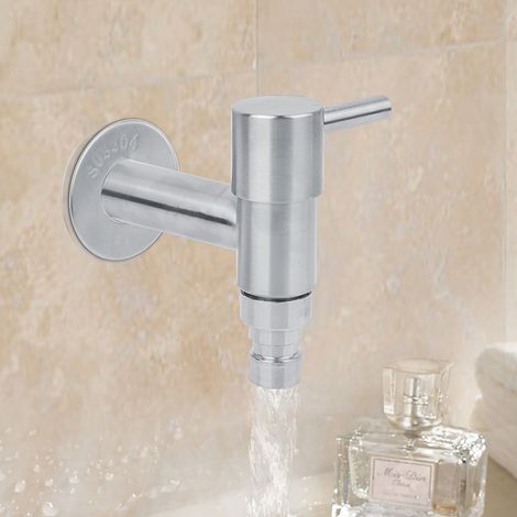 Robinet mural d'eau froide G1/2" en acier inoxydable pour machine à laver, piscine et autres surfaces. (1/5)