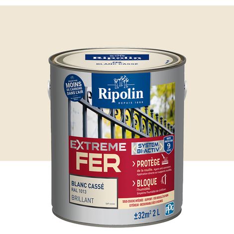 Peinture pour Fer Extérieur - Brillant - 2L - Blanc Cassé RAL 1013 - Ripolin (1/5)