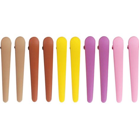 Juego de 10 pinzas de plástico de colores, estilo pico de pato, para peinar el cabello de mujeres y niñas. Kit de herramientas para peinar. (1/5)