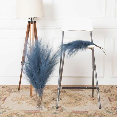 10-Pcs 2 FT Artificielle Pampas Herbe Grand Grand Fluffy Faux Scirpe Roseau pour Vase Remplisseur Salon Cuisine Boho Décor (Bleu) (1/4)