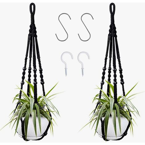Jardinières suspendues, lot de 2 jardinières suspendues, supports de plantes suspendus faits à la main pour décoration intérieure e
