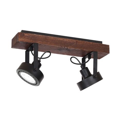 Plafonnier noir bois industriel 2 spots ES111 Luminex
