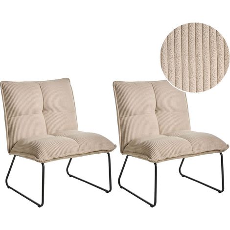 Set di 2 poltrone in tessuto rivestite in velluto a coste Sala da pranzo Beige Bjasta